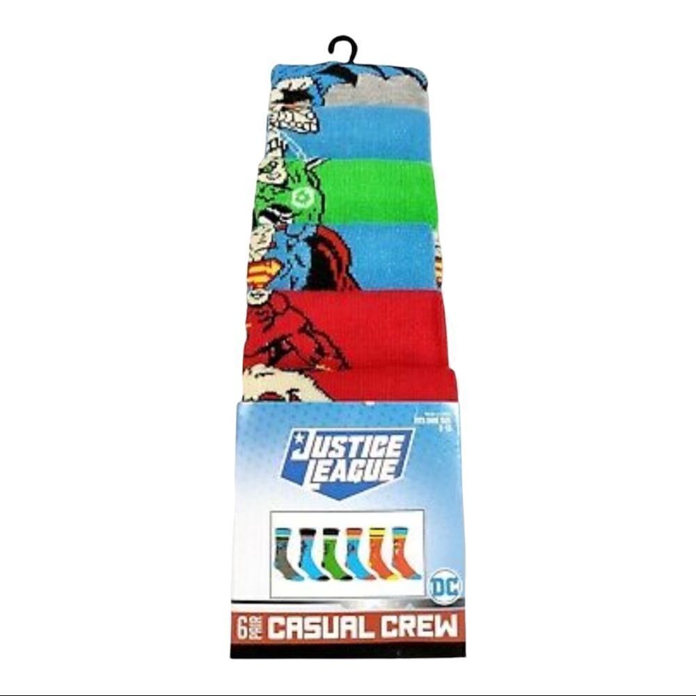 Marvel Mens 6 Pair Crew Socks Green Lantern The Flash Wonder Fits Shoe Size 8-12